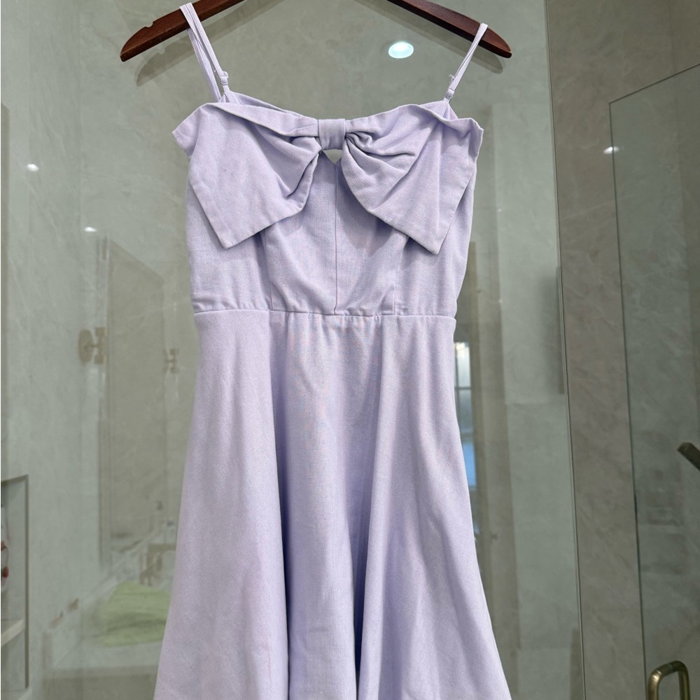 Altar'd State Lavender Spaghetti Strap Dress with Bow Detail